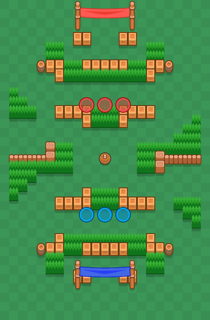Vista dall'alto della mappa Brawlacanã nella modalità FOOTBRAWL di Brawl Stars