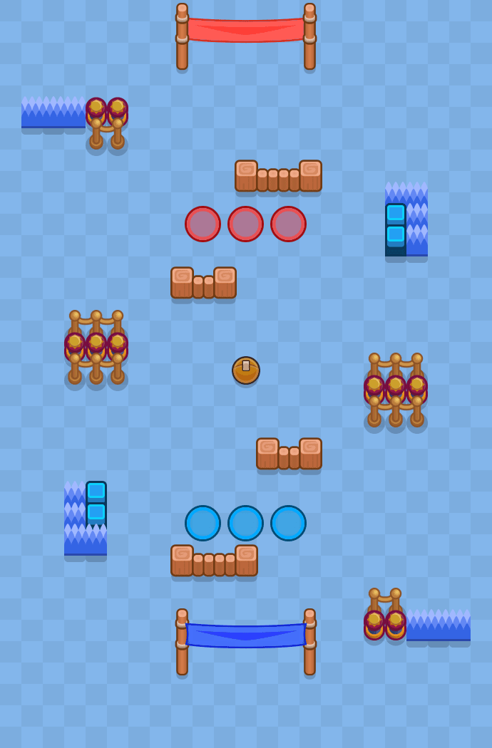 منظر علوي لخريطة التسديدة النطاطة في وضع عراك الهوكي في Brawl Stars