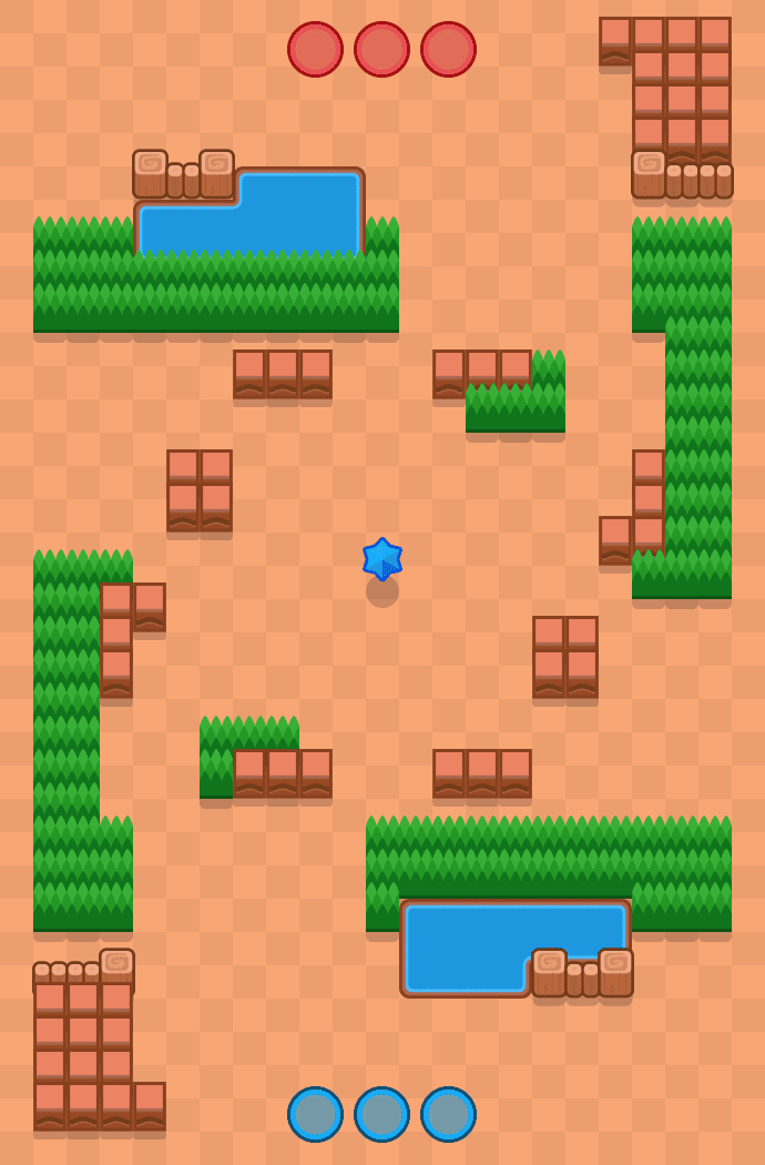 Draufsicht der Karte Chorkammern im Modus KOPFGELDJAGD von Brawl Stars