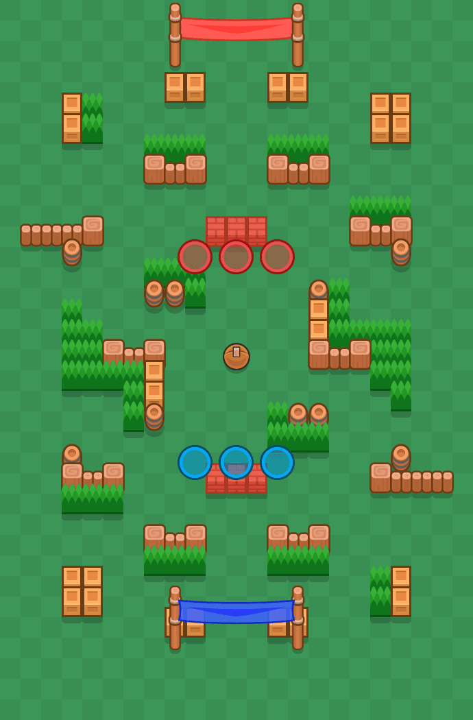 Draufsicht der Karte Superstrand im Modus BRAWLBALL von Brawl Stars