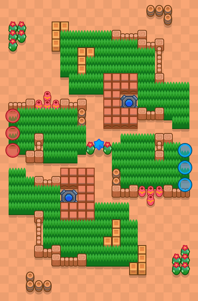منظر علوي لخريطة Snake Out في وضع الضربة القاضية في Brawl Stars