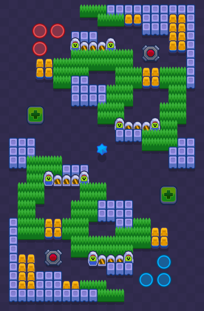 Draufsicht der Karte Gesunder Mittelweg im Modus KNOCKOUT von Brawl Stars