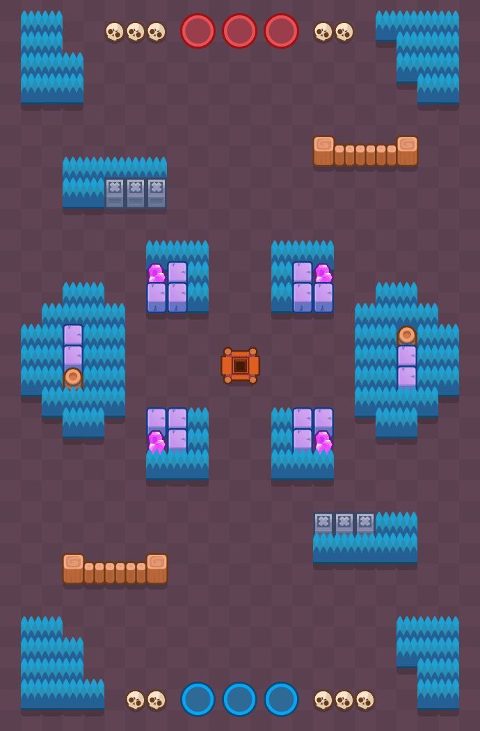 Draufsicht der Karte Kristall-Arcade im Modus JUWELENJAGD von Brawl Stars