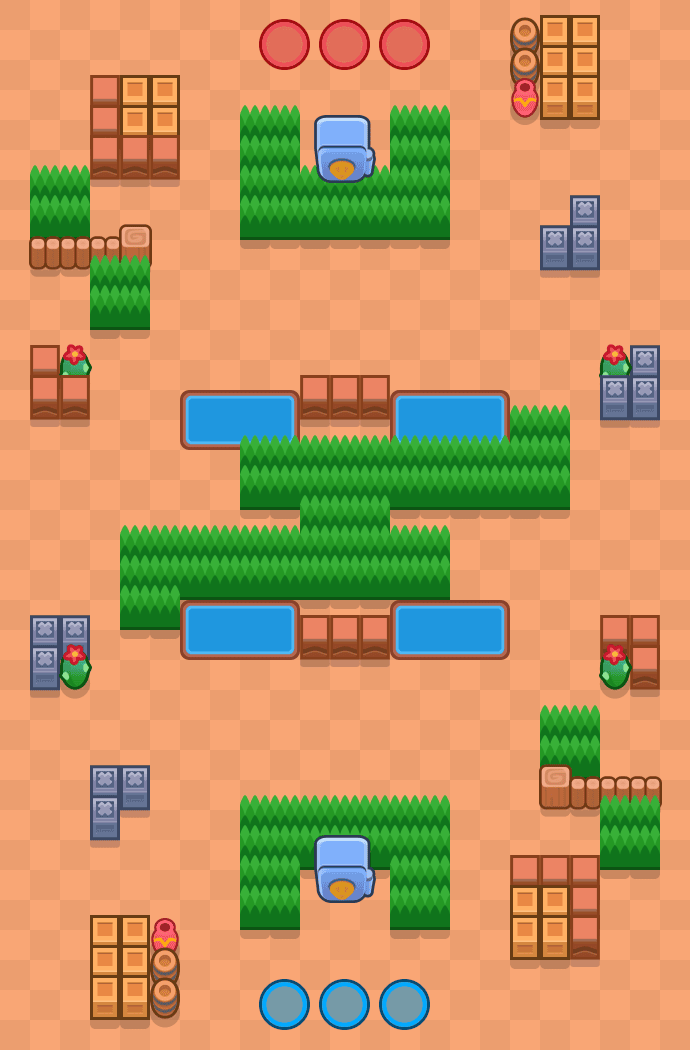 منظر علوي لخريطة وادي المتفجرات في وضع السطو في Brawl Stars