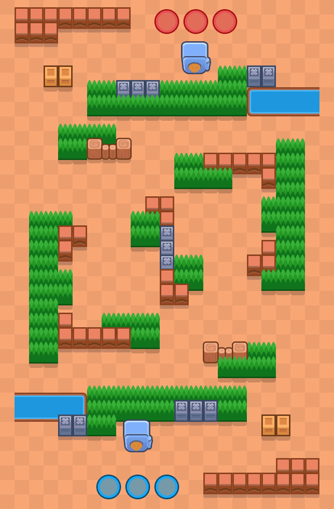 منظر علوي لخريطة الهلاك الضوئي في وضع السطو في Brawl Stars