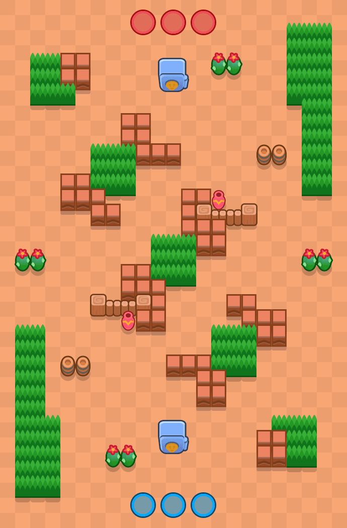 Draufsicht der Karte Trillion im Modus TRESORRAUB von Brawl Stars