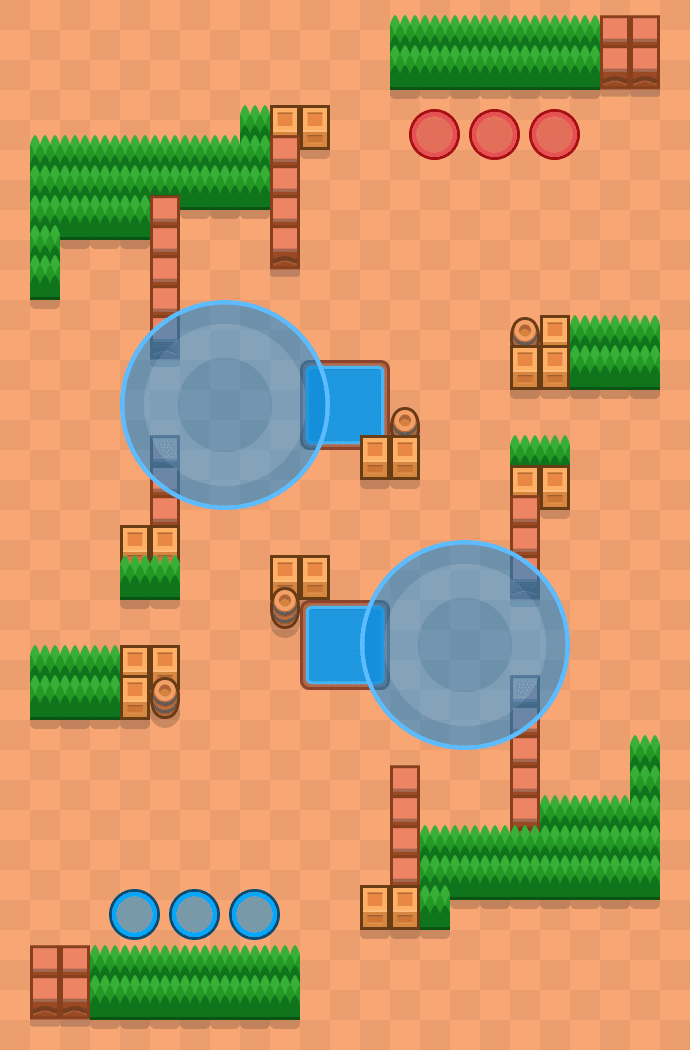 منظر علوي لخريطة تحت الضغط في وضع المنطقة الساخنة في Brawl Stars