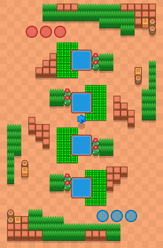 Vue aérienne de la map Cimes tropicales en HORS-JEU dans Brawl Stars