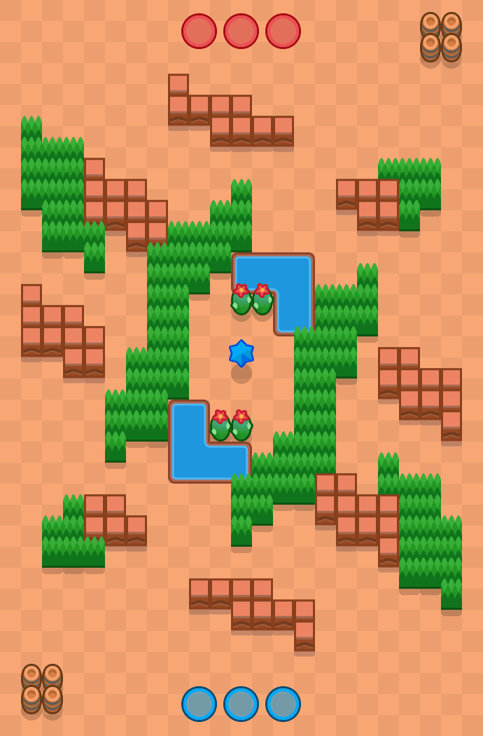 منظر علوي لخريطة لقطات سريعة متتالية في وضع الجائزة في Brawl Stars