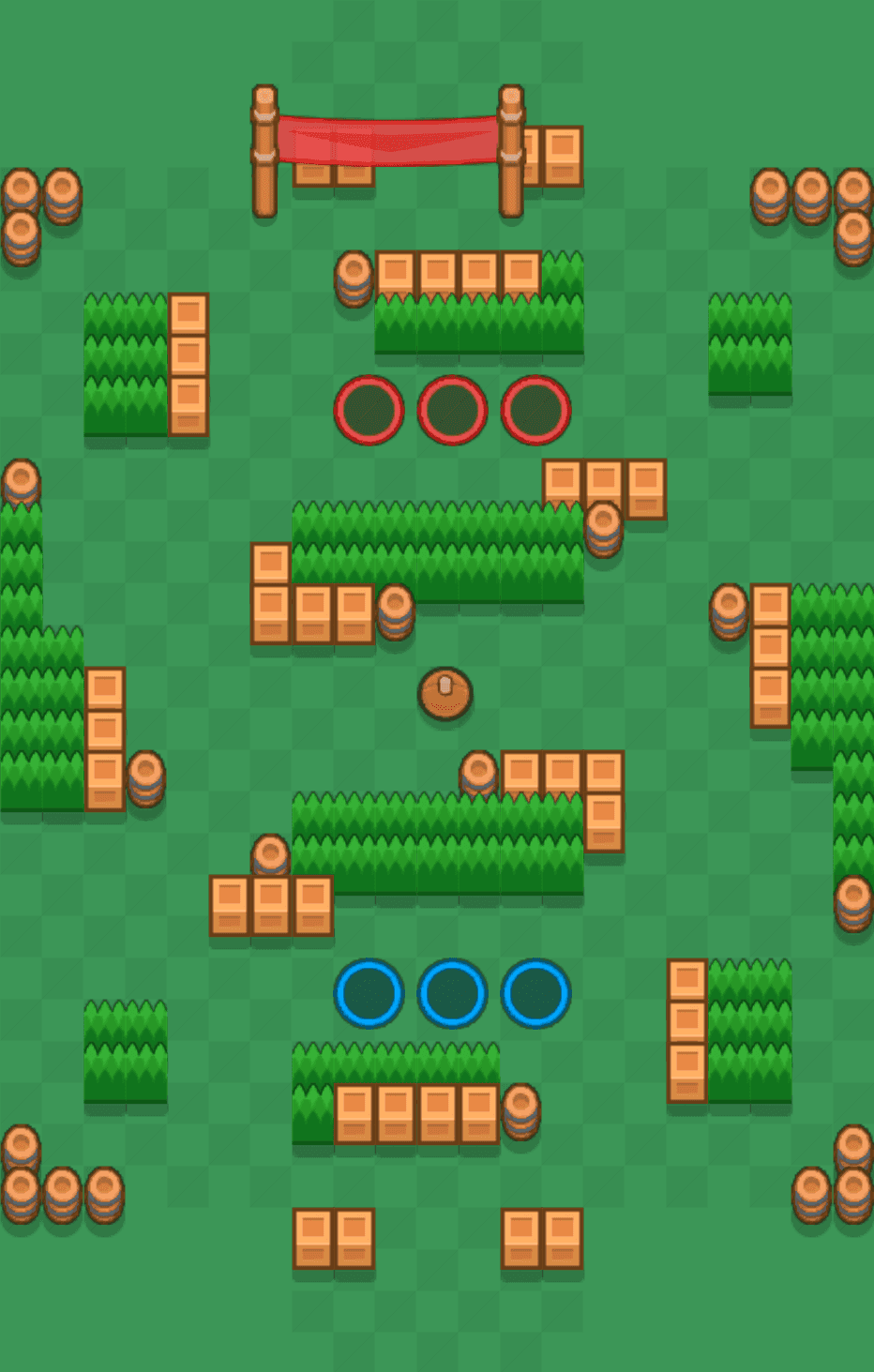 Draufsicht der Karte Strandfußball im Modus BRAWLBALL von Brawl Stars