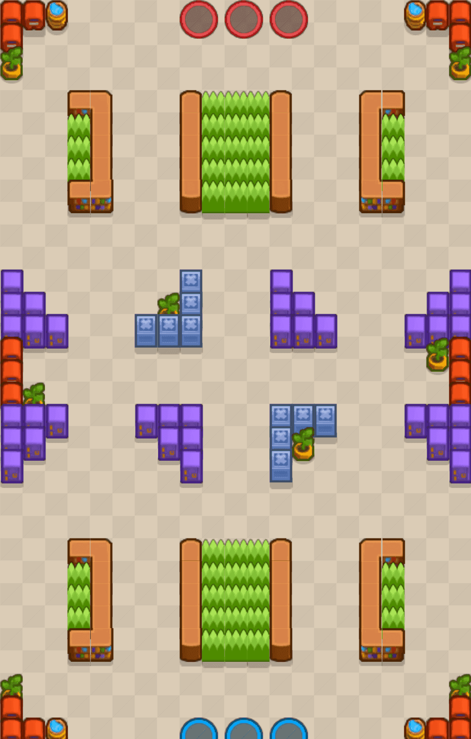 منظر علوي لخريطة صخرة بيل في وضع الضربة القاضية في Brawl Stars