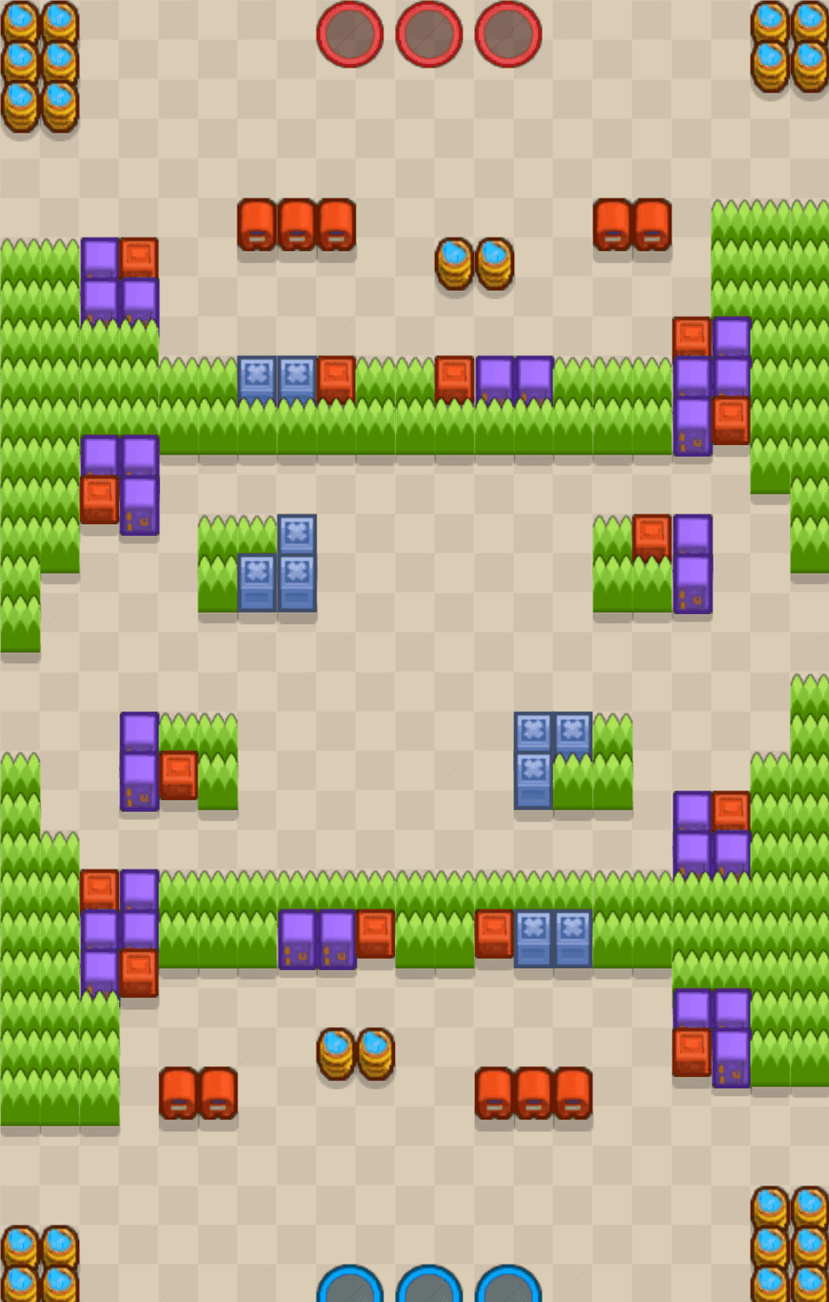 منظر علوي لخريطة منجم المعادن في وضع جمع الجواهر في Brawl Stars