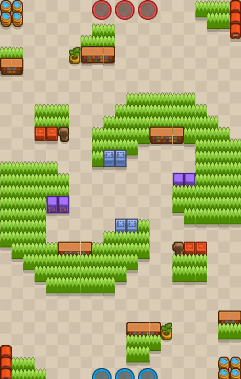 Draufsicht der Karte Doppelhaken im Modus JUWELENJAGD von Brawl Stars