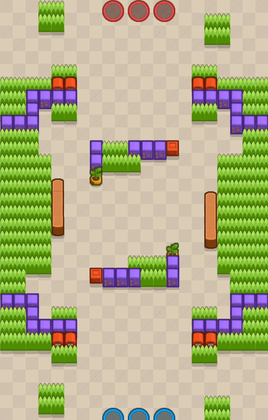 Draufsicht der Karte Erzgrube im Modus JUWELENJAGD von Brawl Stars